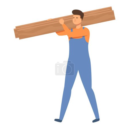 Illustration for Carpenter take furniture parts icon cartoon vector. Wooden work. Home install - Royalty Free Image