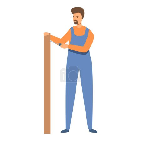 Illustration for Carpenter take wooden plank icon cartoon vector. Furniture assembly. Home fix - Royalty Free Image