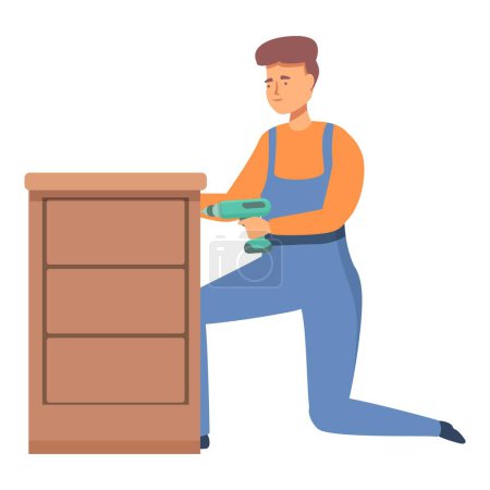 Illustration for Screwdriver using carpenter icon cartoon vector. Interior craft. Person equipment - Royalty Free Image
