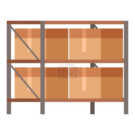 Téléchargez les illustrations : Full rack of boxes icon cartoon vector. Seller sale. Shop stock center - en licence libre de droit