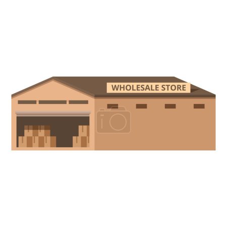 Téléchargez les illustrations : Wholesale store building marketplace icon cartoon vector. Storage shop. Rental box - en licence libre de droit