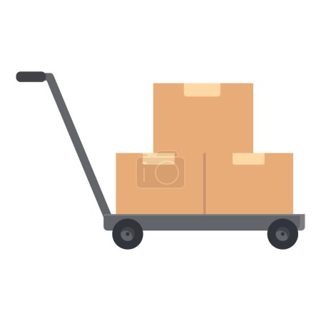 Téléchargez les illustrations : Handle cart boxes icon cartoon vector. Center product. Market logistic tool - en licence libre de droit