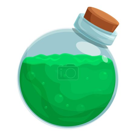 Verde alquimista poción icono vector de dibujos animados. Energía química. Veneno del vial