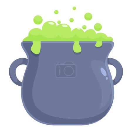 Green potion cauldron icon cartoon vector. Composition potion wizard. Pot magical