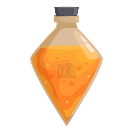 Poción alquímica icono vector de dibujos animados. Un frasco líquido. Frasco mágico oculto