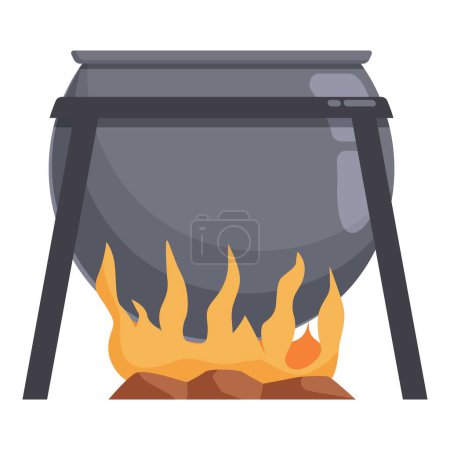Cauldron on fire icon cartoon vector. Sorcery potion. Laboratory magical