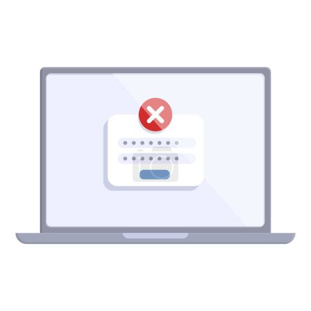 Laptop contraseña icono de error vector de dibujos animados. Servicio denegado. Privacidad segura