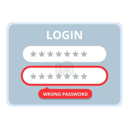 Login Passwort Fehlersymbol Cartoon-Vektor. Sicherheitsfehler. Eingabesystem vergessen