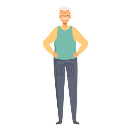 Ilustración de Senior adulto ejercicio icono vector de dibujos animados. Entrenamiento matutino. Aptitud física - Imagen libre de derechos