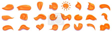 Illustration for Cream smears icons set cartoon vector. Cosmetic skin. Care product shape - Royalty Free Image