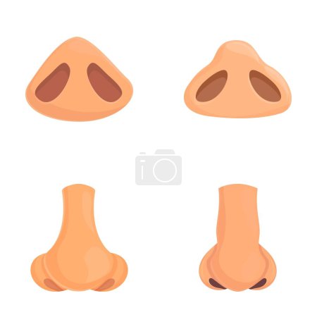 Rhinoplasty surgery icons set cartoon vector. Surgical nasal improvement. Medical and beauty
