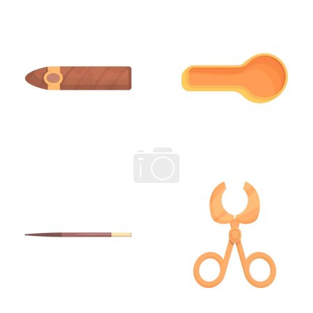Rauchen Accessoire Symbole setzen Cartoon-Vektor. Zigarre und Rauchgerät. Tabakprodukt