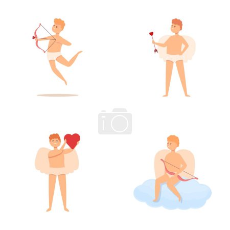 Cupid icons set cartoon vector. Funny little cupid. Valentine day