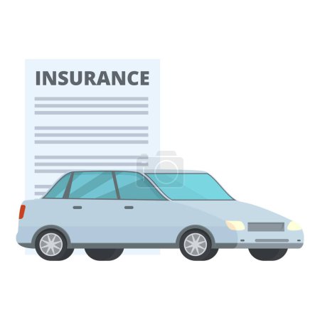 Flat design vector illustration concept of car insurance policy and coverage for sedan vehicle, providing safety, security, and financial protection