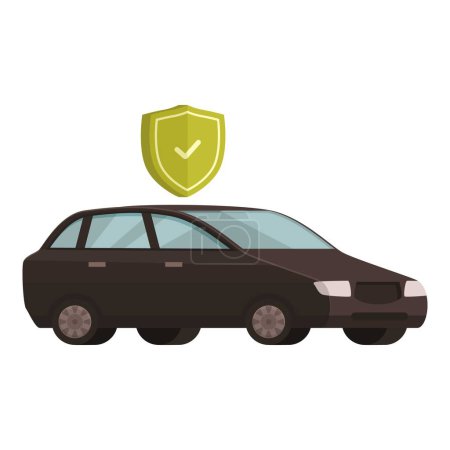 Illustration eines Schutzfahrzeugkonzepts mit Versicherungsschutz und Sicherheitssymbol für sicheren Transport und Vermögensverwaltung, mit Schildemblem und defensiver Symbolgrafik