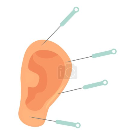 Illustrated vector acupuncture therapy concept with ear, needles, and holistic medicine for pain relief and relaxation in a modern healthcare setting