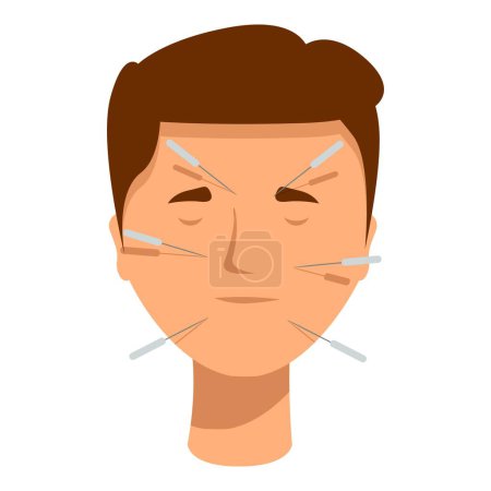 Téléchargez les illustrations : Graphique vectoriel d'une personne subissant une acupuncture sur le visage - en licence libre de droit