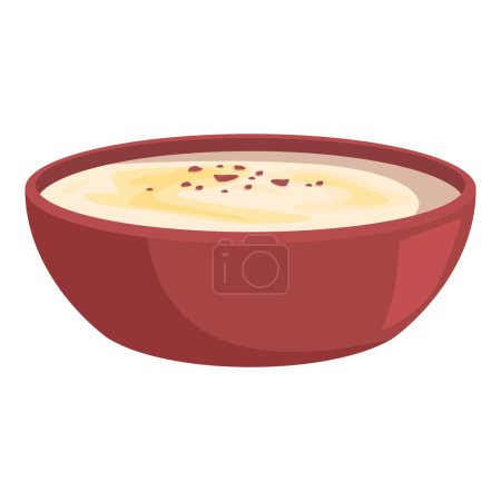 Vektorillustration einer Schüssel mit cremiger Suppe, garniert mit Samen