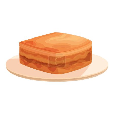 Digitale Illustration einer köstlichen geschichteten Honigkuchenscheibe, serviert auf einem einfachen Teller