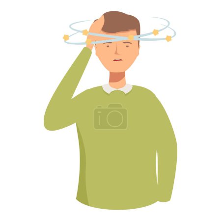 Illustration for Vector graphic of a cartoon man with stars circling his head, representing dizziness - Royalty Free Image