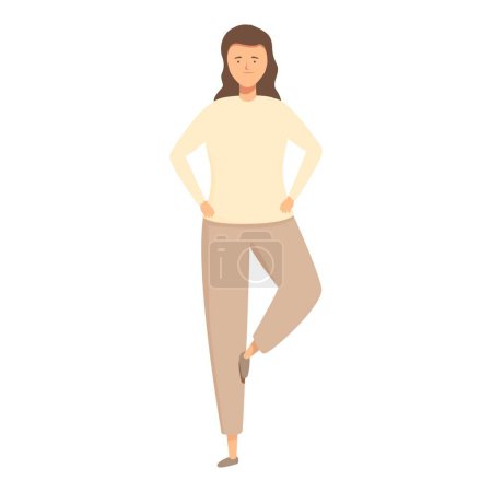 Vektorillustration einer selbstbewussten Frau, die mit einem Bein überkreuzt und den Händen auf den Hüften steht
