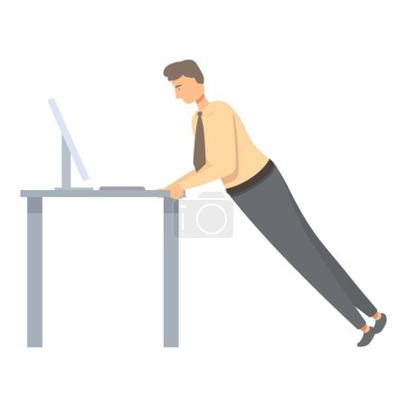 Illustration for Modern professional balances work and health by incorporating incline pushups using an office desk - Royalty Free Image