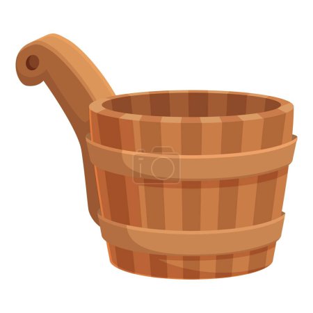 Vector image of a stylized wooden sauna bucket with a handle, isolated on white