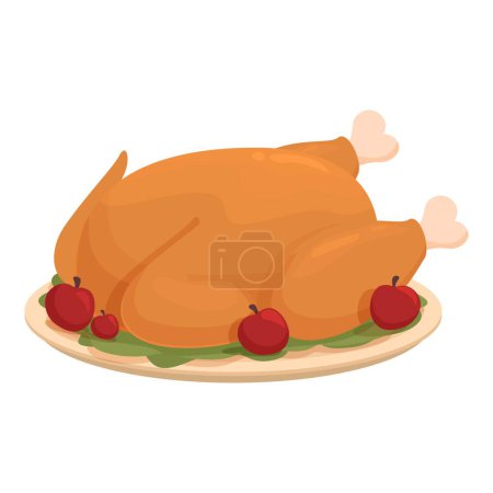 Vector illustration of a perfectly roasted turkey garnished with apples, ideal for holiday themes