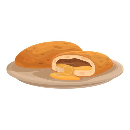 Illustration de délicieux pains farcis au fromage dans une assiette, parfait pour les menus ou les dessins sur le thème des aliments