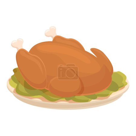Vector graphic of a delicious roasted chicken on a bed of lettuce, perfect for foodthemed designs