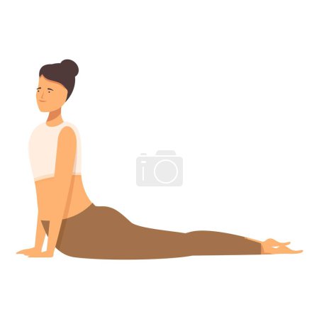 Illustration of a calm woman performing the cobra pose, showcasing serenity and flexibility