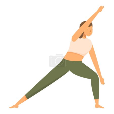 Illustration for Illustration of a woman performing a side stretch pose during a yoga session - Royalty Free Image