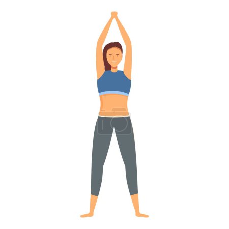 Ilustración de una joven en ropa deportiva realizando la tadasana o pose de montaña, una postura básica de yoga