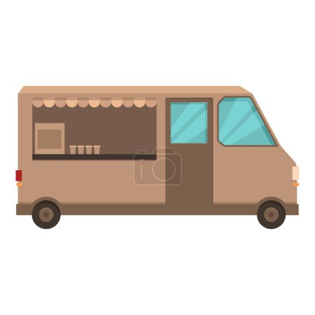 Colorful cartoon food truck vector illustration for mobile street vending and catering business at urban festivals and market events