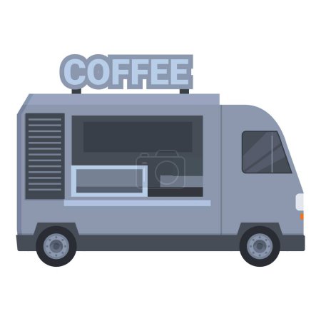Illustriertes Vektordesign eines modernen mobilen Kaffeewagens, der Espresso und andere Getränke verkauft, perfekt für Straßenveranstaltungen und Außengastronomie