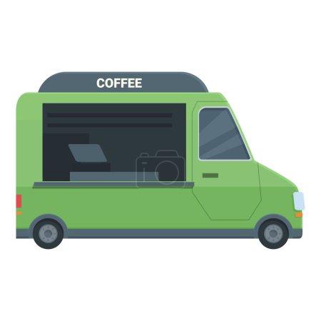 Vector illustration of a trendy mobile coffee truck with flat design for urban street cafe business and catering service