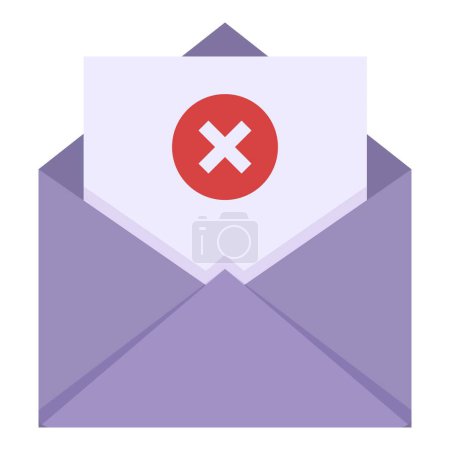 Téléchargez les illustrations : Illustration d'une icône de notification d'erreur de courriel croisé rouge symbolisant un problème de livraison de message échoué avec un concept graphique vectoriel de conception plate pour l'interface utilisateur de communication en ligne représentant un problème - en licence libre de droit