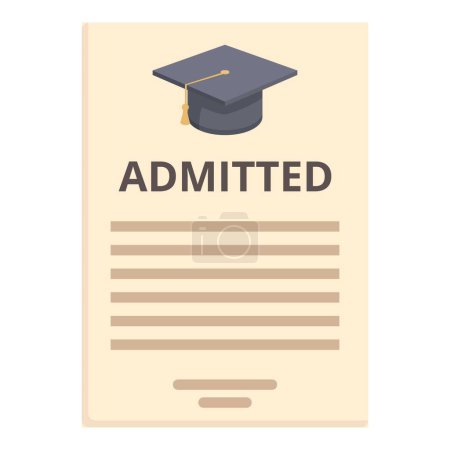 Ilustración de una carta de admisión a la universidad aceptada con un símbolo de gorra de graduación