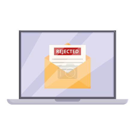 Illustration for Illustration of a laptop displaying a rejected email envelope, symbolizing declined online applications - Royalty Free Image