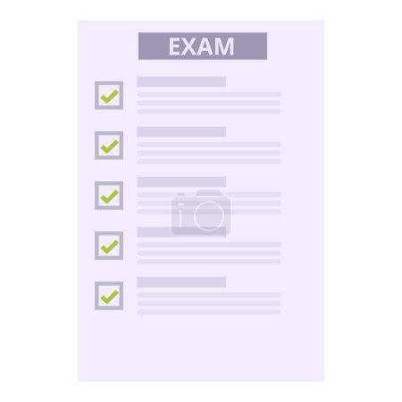 Illustration of a completed exam sheet with green checkmarks indicating correct answers