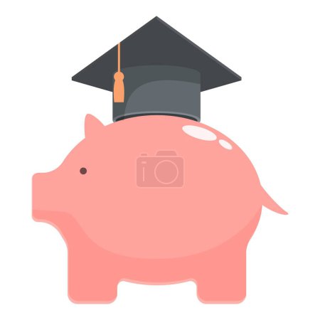 Ilustración de Linda ilustración de una alcancía con una gorra de graduación, que simboliza el ahorro educativo - Imagen libre de derechos