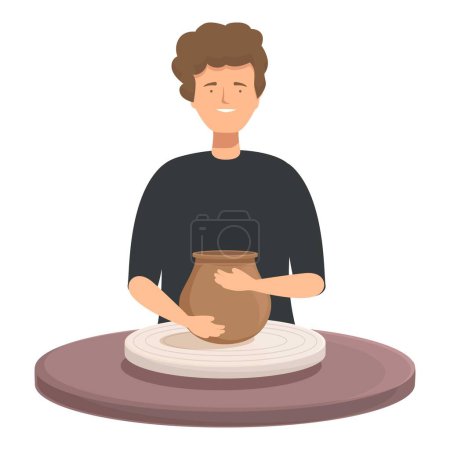 Artist concentrating on molding a clay pot on a pottery wheel, crafting with hands