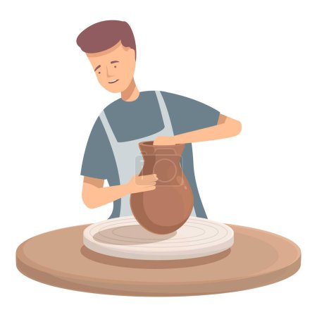 Illustration of a smiling potter crafting a vase on a pottery wheel