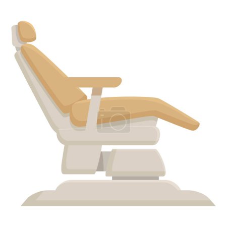Illustration eines modernen Zahnarztstuhls in einer professionellen Zahnarztpraxis mit verstellbarem ergonomischem Design. Für kieferorthopädische und endodontische Eingriffe geeignet