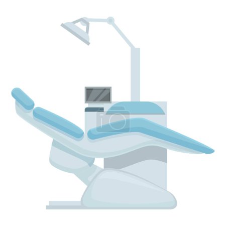 Flat design vector of a professional dental chair with an overhead light and monitor
