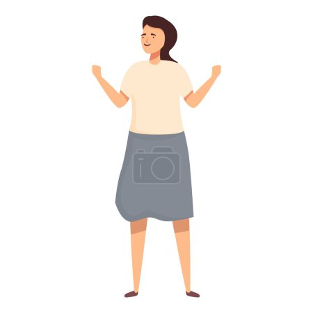 Vektor-Illustration einer fröhlichen Frau, die mit weit geöffneten Armen steht und Positivität ausstrahlt