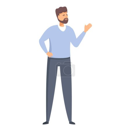 Illustration of a bearded man in casual attire gesturing with his hand, showing confidence and friendliness