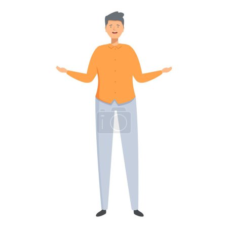 Ilustración completa de un hombre de pie con los brazos abiertos, usando atuendo casual