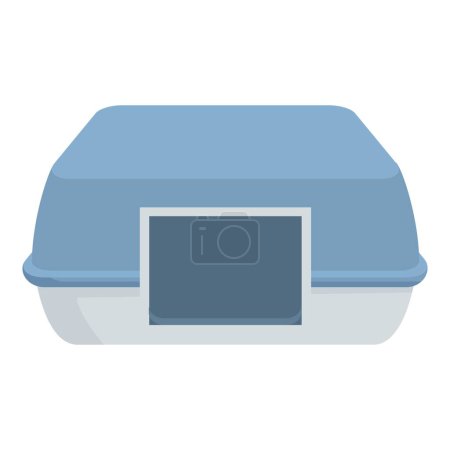 Icône vectorielle d'une boîte à emporter en styromousse bleue, isolée sur fond blanc