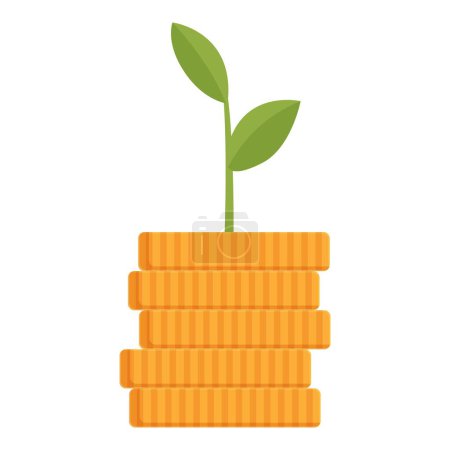 Illustration of a growing investment concept with money plant, coins, and savings for wealth accumulation and financial success in the business and financial sectors